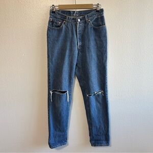 Vintage Levi’s Sz 11 Made In USA Medium Wash Distressed Knee Straight Leg Jeans